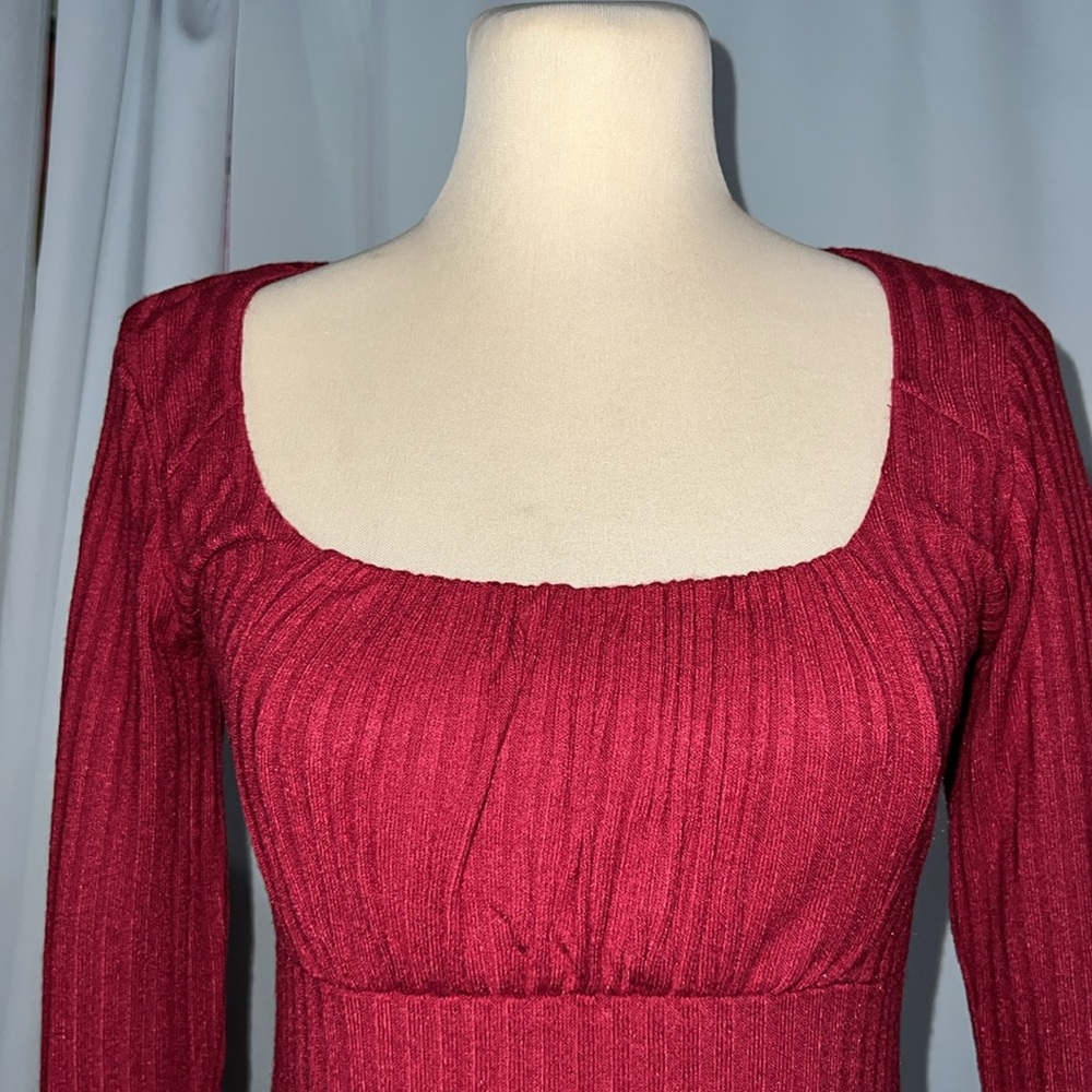 ROW A – Long Sleeve Rib Knit Mini Dress - Picture 2 of 5